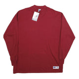 RUSSELL ATHLETIC Mens Red Long Sleeve Crew Neck Cotton T-Shirt XL Plain