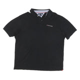 TOMMY HILFIGER Mens Black Short Sleeve Plain XL Cotton Blend Polo Shirt