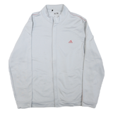 ADIDAS Mens White & Pink Logo Track Jacket XL Polyester Blend Zip Casual