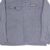 Mens Blue Workwear Jacket S Polyester Blend Plain Button Closure Casual