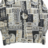 CITY LIFE Womens Black & Beige Paisley Print Shirt Long Sleeve Collared L