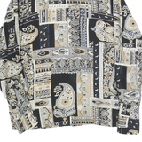 CITY LIFE Womens Black & Beige Paisley Print Shirt Long Sleeve Collared L