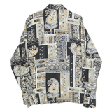 CITY LIFE Womens Black & Beige Paisley Print Shirt Long Sleeve Collared L