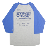 CHAMPION Mens Grey & Blue I Am JDRF Graphic Raglan XL Long Sleeve Crew Neck