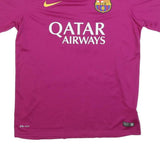 NIKE Mens Red & Yellow Football Shirt L Short Sleeve Crew Neck FCB Crest