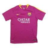 NIKE Mens Red & Yellow Football Shirt L Short Sleeve Crew Neck FCB Crest