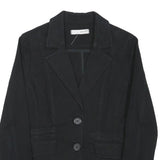 ZARA Womens Black Tailored Jacket XS Cotton Blend Button Plain Classic Style