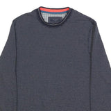TED BAKER Mens Navy Sweatshirt M Crew Neck Striped Ribbed Hem Pullover