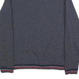 TED BAKER Mens Navy Sweatshirt M Crew Neck Striped Ribbed Hem Pullover