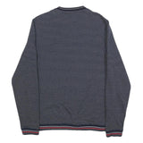 TED BAKER Mens Navy Sweatshirt M Crew Neck Striped Ribbed Hem Pullover