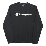 CHAMPION Mens Black Cotton Blend Crew Neck M Sweatshirt Logo Print Pullover