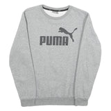 PUMA Mens Grey Cotton Blend Crew Neck Sweatshirt S Classic Logo Pullover