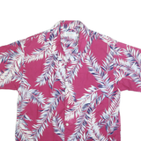 KULA BAY Mens Purple & White Leaf Pattern Cotton Blend Shirt M Short Sleeve