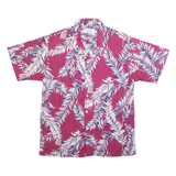 KULA BAY Mens Purple & White Leaf Pattern Cotton Blend Shirt M Short Sleeve