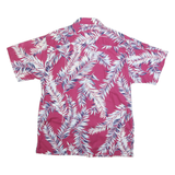 KULA BAY Mens Purple & White Leaf Pattern Cotton Blend Shirt M Short Sleeve