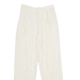 ACKERMANN Womens Classic White Linen Trousers W26 L32 Zip Closure Relaxed Fit