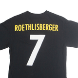 MAJESTIC Mens Black Pittsburgh Steelers Roethlisberger Graphic T-Shirt M Short