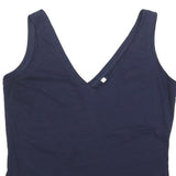 BODEN Womens Navy Blue Cotton Blend Sleeveless V-Neck Top M Casual Summer
