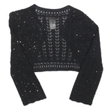 MAX MARA Womens Black Crochet Jacket M Polyester Blend Cropped Stylish