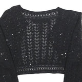 MAX MARA Womens Black Crochet Jacket M Polyester Blend Cropped Stylish