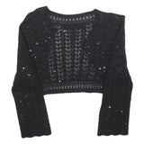 MAX MARA Womens Black Crochet Jacket M Polyester Blend Cropped Stylish