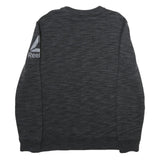 REEBOK Mens Black Crew Neck L Sweatshirt Cotton Blend Casual Sportswear
