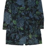 BENETTON Womens Blue & Green Floral Button Jacket XS Polyester Blend Velvet