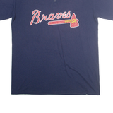 MAJESTIC Mens Navy Braves Graphic T-Shirt L Short Sleeve Crew Neck Sports