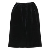 KATHIE LEE Womens Black Velvet Midi Skirt Polyester Blend M Elegant Simple