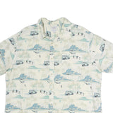 CROFT & BARROW Mens White & Blue Printed Cotton Shirt XL Casual Summer Beach