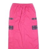 Womens Relaxed Fit Pink Cotton Blend Trousers W30 L32 Drawstring Casual Cargo