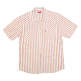 LEVI'S Mens White & Red Striped Cotton Blend Shirt XL Button Pocket Casual