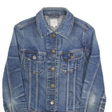 LEE Womens Blue Denim Jacket S Cotton Classic Button Closure Fitted