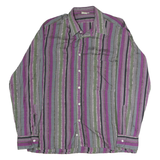 KOPPEL Mens Purple & Green Vertical Stripe Shirt L Button Shirt Casual Long