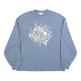 VANS Womens Blue Cotton Blend Floral Print Crew Neck Sweatshirt S Casual