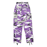 Womens Cotton Blend Purple & Grey Camouflage Regular Fit Cargo Trousers W22 L32
