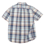 TIMBERLAND Mens Blue Beige Cotton Blend Check Shirt L Short Sleeve Button Down