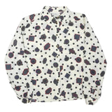 DEL MOD Womens White Printed Shirt Long Sleeve Button Neck L Cotton Blend