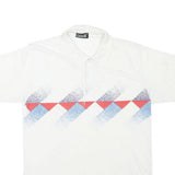 CHAMAS Mens White Polo Short Sleeve Geometric S Cotton Blend Casual Shirt