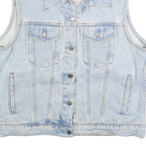 ANNE KLEIN Womens Light Blue Denim Sleeveless Jacket M Cotton Button Front