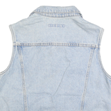ANNE KLEIN Womens Light Blue Denim Sleeveless Jacket M Cotton Button Front