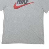 NIKE Mens Grey & Red Graphic T-Shirt M Short Sleeve Crew Neck Casual Cotton