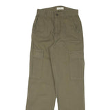 STR Mens Cotton Blend Khaki Relaxed Straight Leg Trousers W26 L31 Casual Zip
