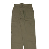 STR Mens Cotton Blend Khaki Relaxed Straight Leg Trousers W26 L31 Casual Zip