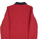 TOMMY HILFIGER Womens Red & Navy Quilted Jacket S Polyester Blend Button Closure