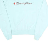 CHAMPION Womens Blue Crew Neck S Logo Embroidered Cotton Blend Sweatshirt