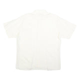 COLDOR Mens White Cotton Blend Shirt L Casual Button Down Summer Short Sleeve