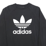 ADIDAS Womens Black Sweatshirt Crew Neck UK 18 Cotton Blend Logo Pullover