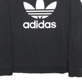 ADIDAS Womens Black Sweatshirt Crew Neck UK 18 Cotton Blend Logo Pullover