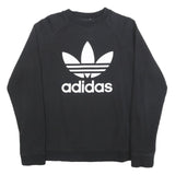 ADIDAS Womens Black Sweatshirt Crew Neck UK 18 Cotton Blend Logo Pullover